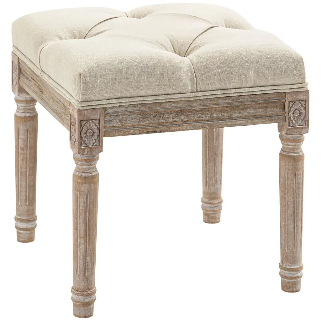 Homcom 16 Inch Vintage Ottoman Tufted Foot Stool Upholstered Seat aosom business