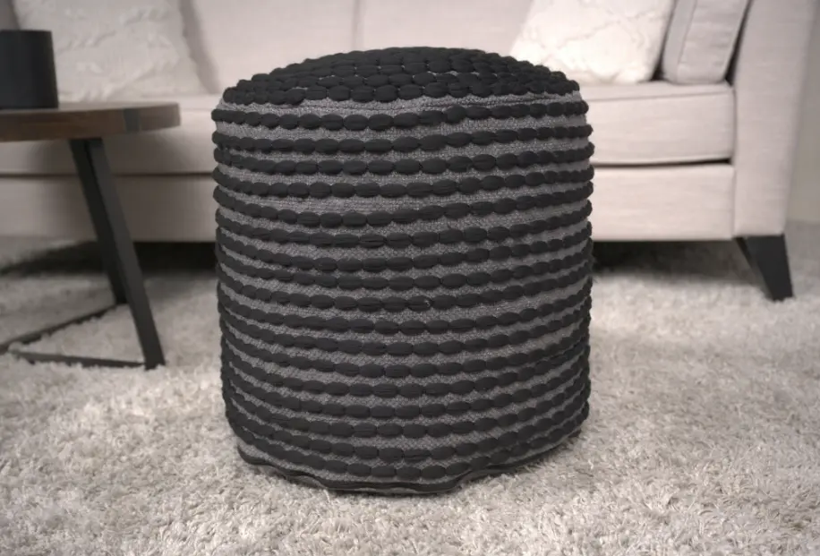 River Water Resistant Artisan-made Cylindrical Pouf Black Ottoman bazar