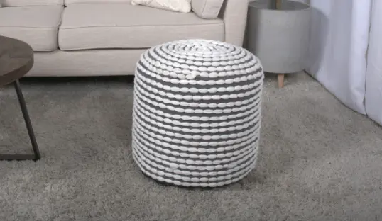 River Water Resistant Artisan-made Cylindrical Pouf White Decorative Footstool bazar