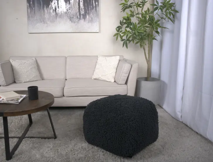 Spongy Microfiber Square Pouf Dark Charcoal bazar