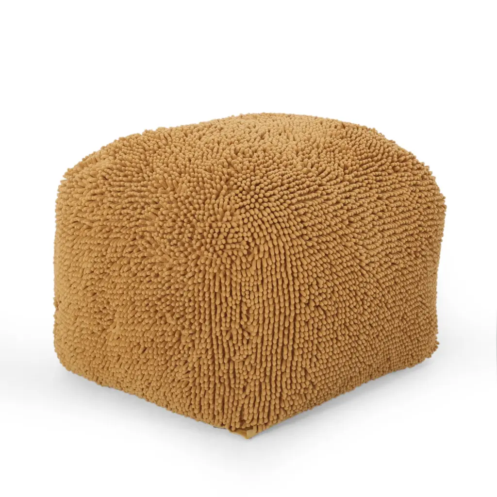 Yellow Spongy Microfiber Square Pouf Ottoman bazar