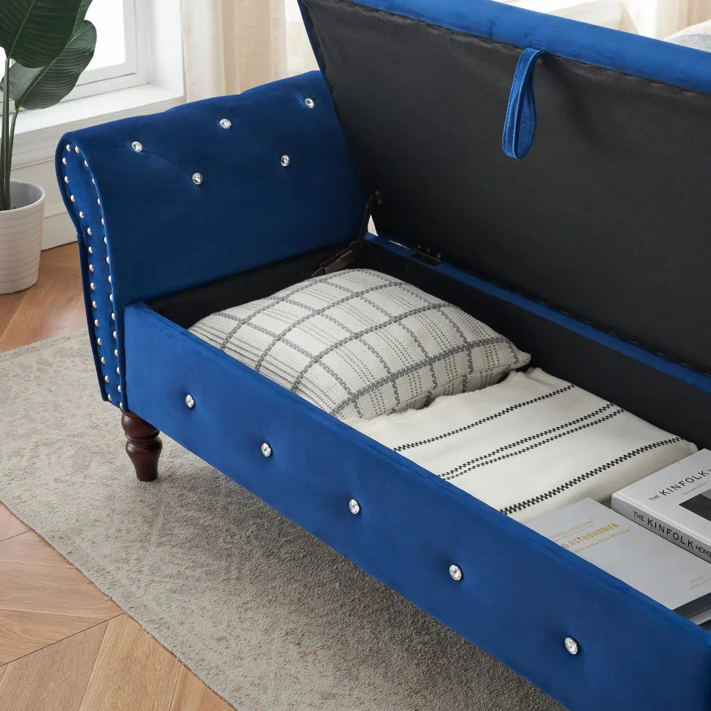 63.38 Inch Velvet Multifunctional Storage Rectangular Ottoman Bench Comes W fj furniture