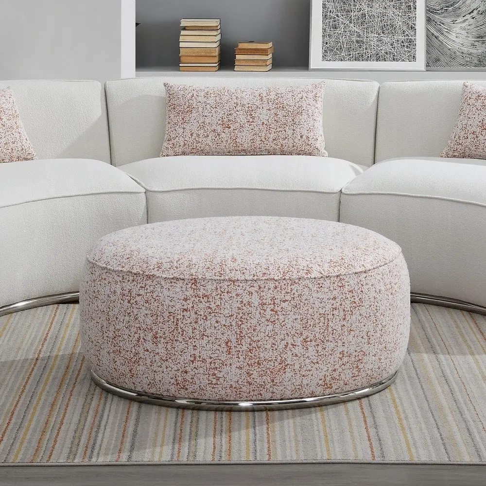 Pink Ottoman Metal Frame Backless Living Room Seating furniture max