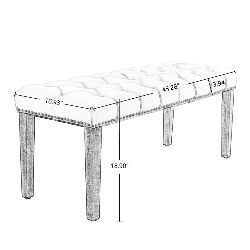 Heng Ming Upholstered Tufted Bench Ottoman Velvet Dining Bench Bedroom Seat hengming store
