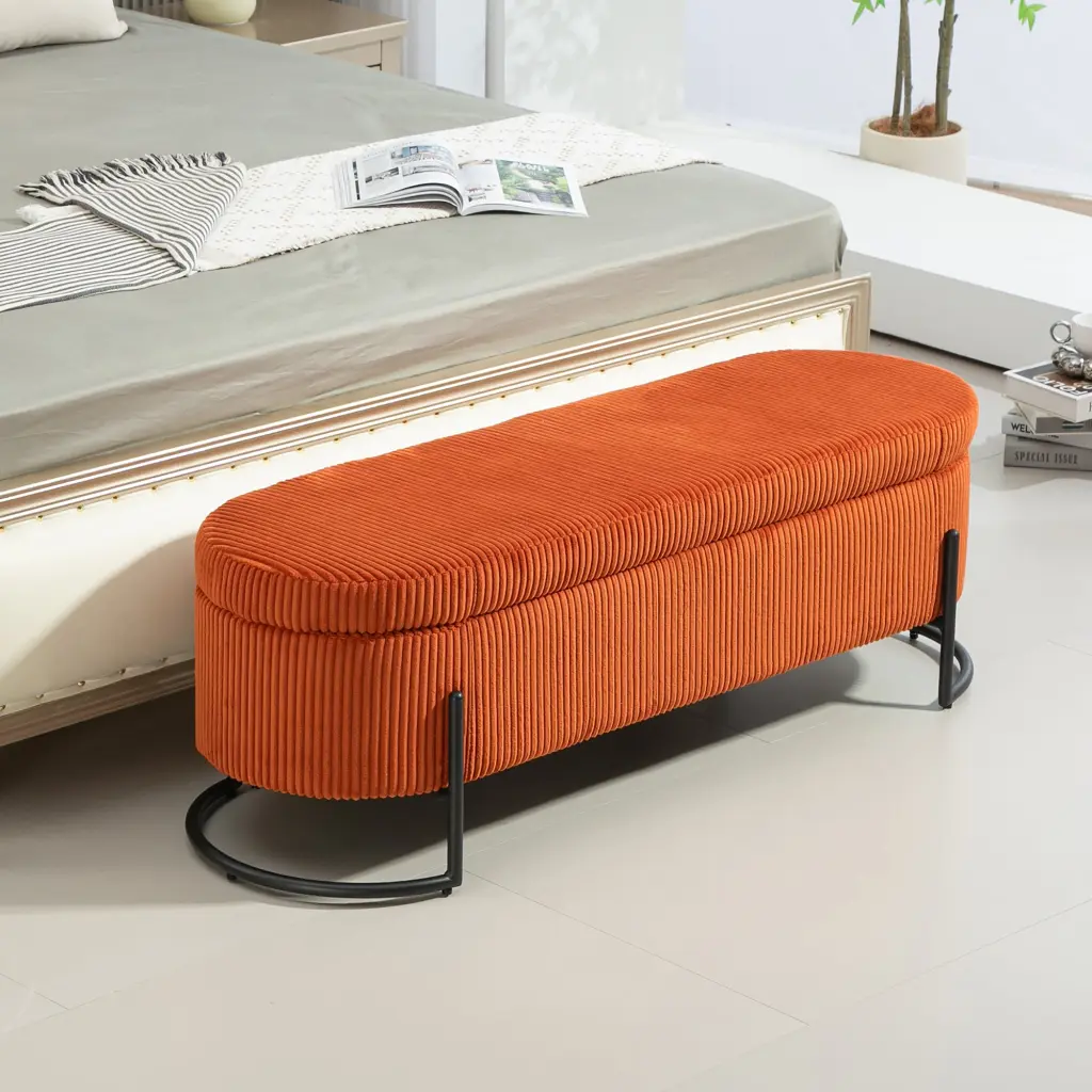 Coolmore Storage Ottoman Bedroom End Bench Upholstered Fabric Storage Seat house hold-w1588