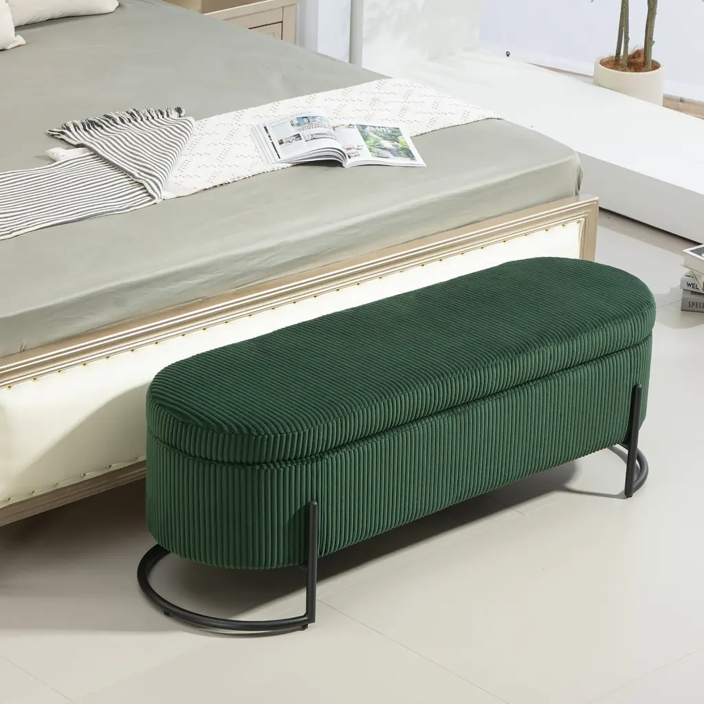 Coolmore Upholstered Fabric Storage Ottoman Bedroom End Bench house hold-w1588