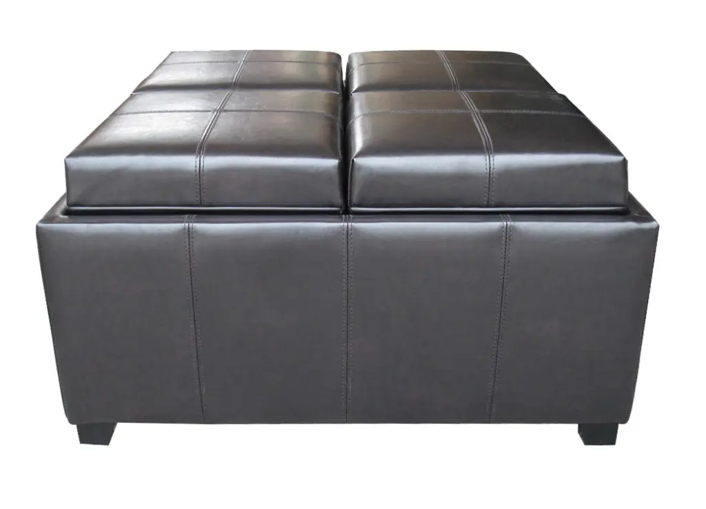 Ottoman Chocolate PU Leather Footstool Pouf nh-an