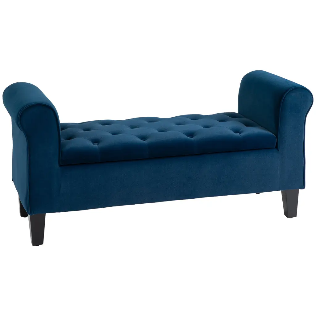 Homcom Button Tufted Storage Ottoman Bench - Upholstered Rolling Bench Living Room aosom business