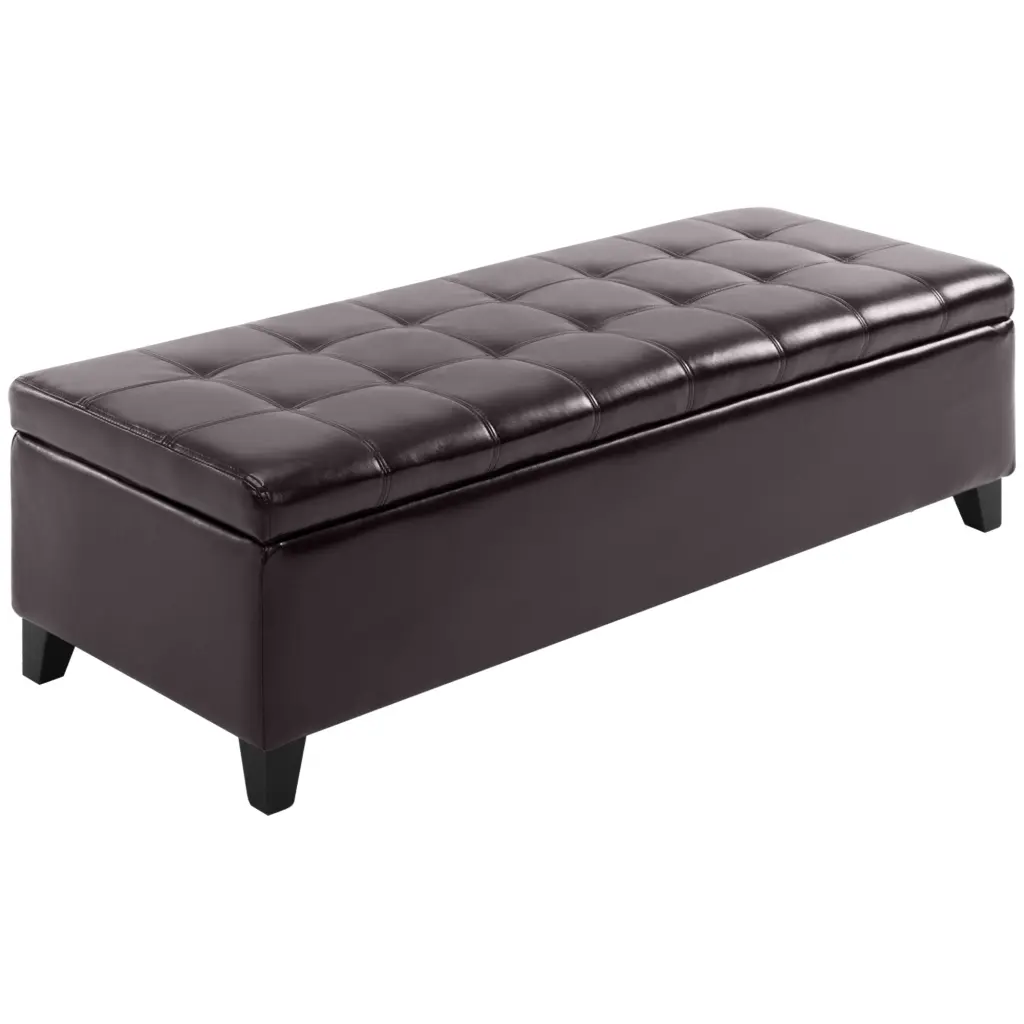Homcom 51 Inch Faux Leather Ottoman Storage Bench - Lift Top Chest Living Room aosom business