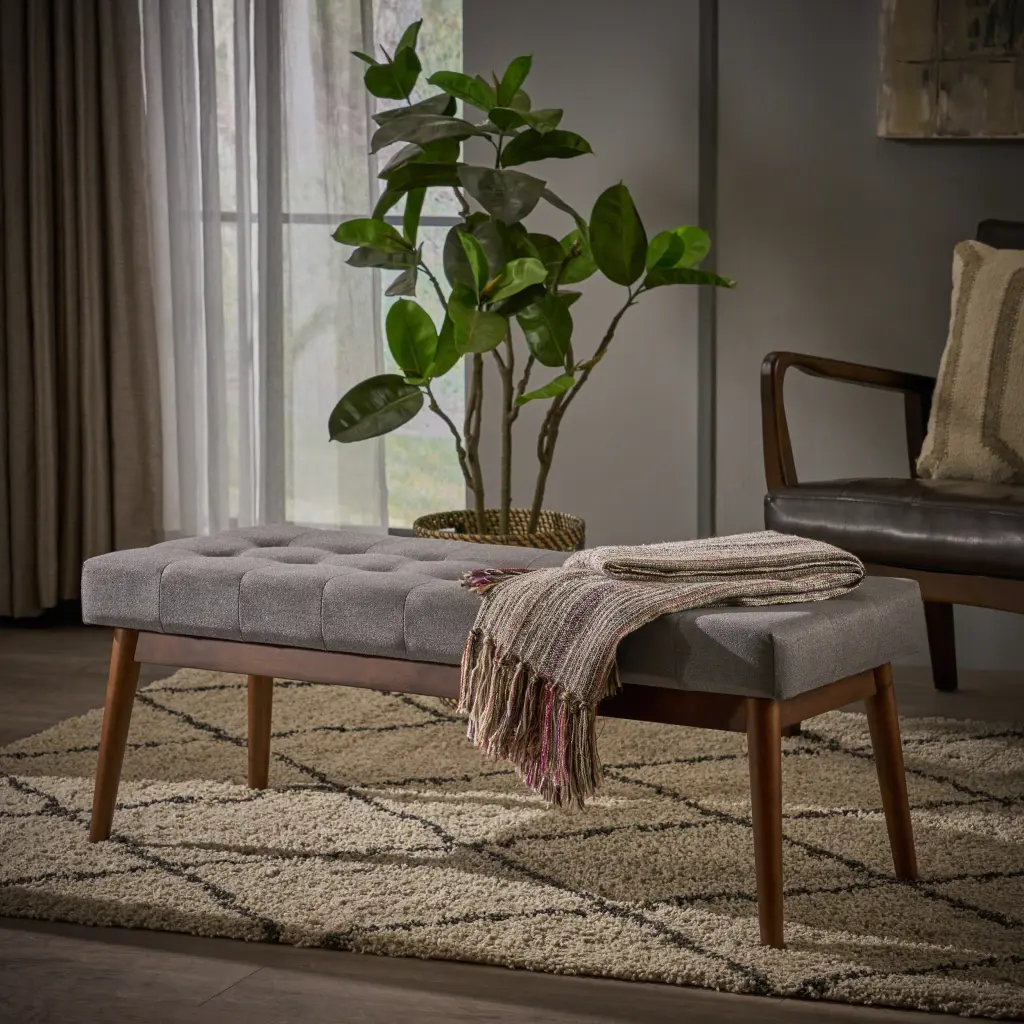 Grey Fabric Ottoman Stylish and Comfortable Footrest and Seating nh-sunfay
