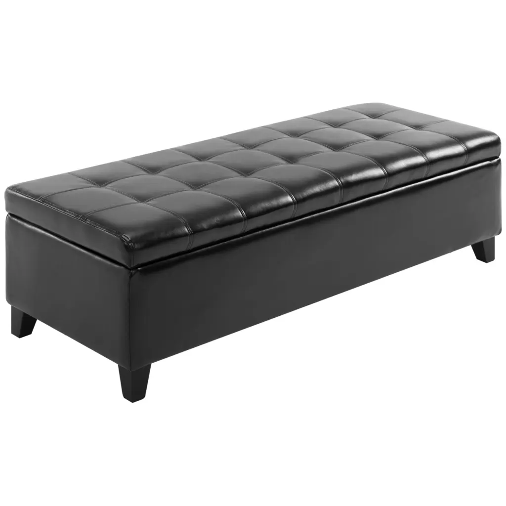 Homcom 51 Inch Ottoman Storage Bench Faux Leather Storage Chest Lift Top aosom business
