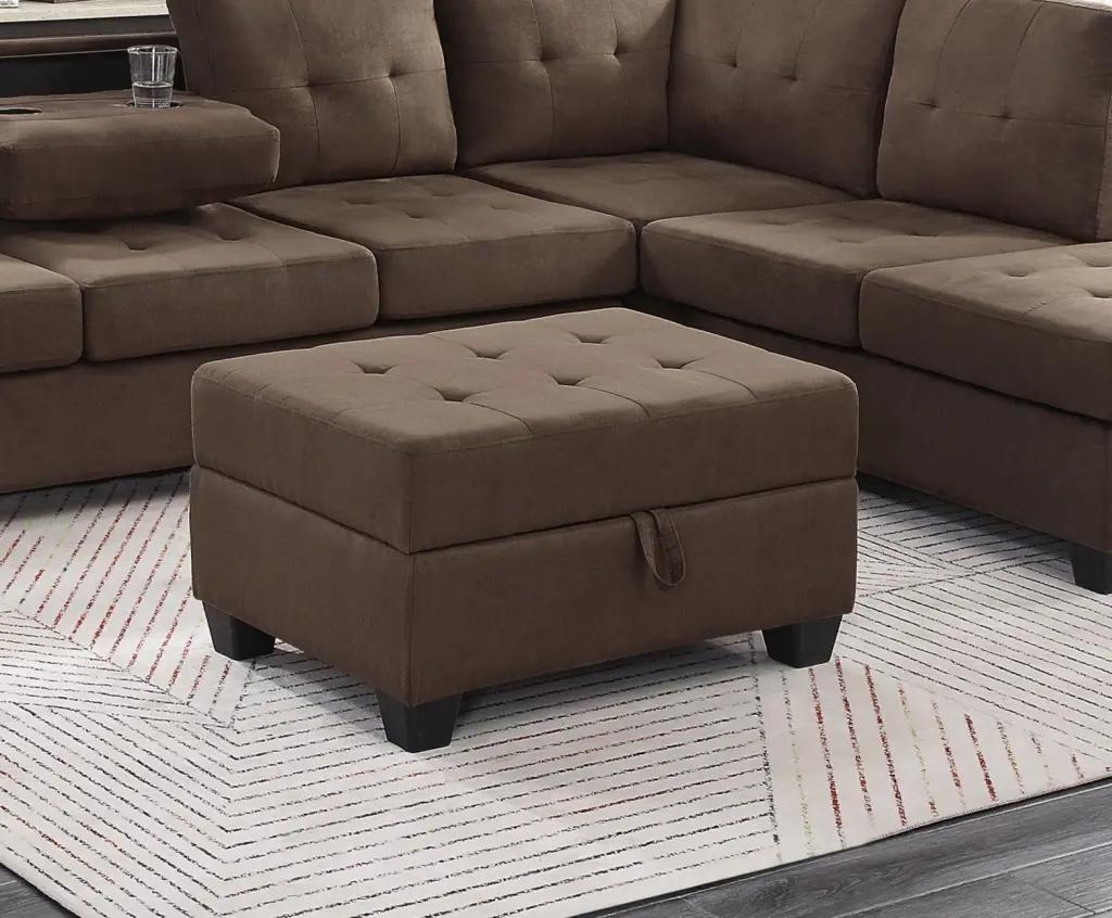 Modern Brown Fabric Upholstered Storage Ottoman Tufted Top kanepe