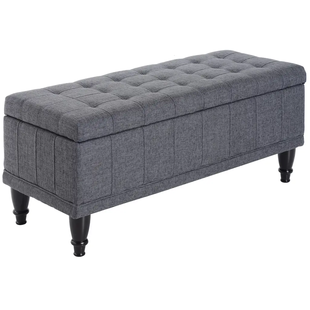Homcom Linen Fabric Button Tufted Storage Ottoman Bench Lift Top aosom business