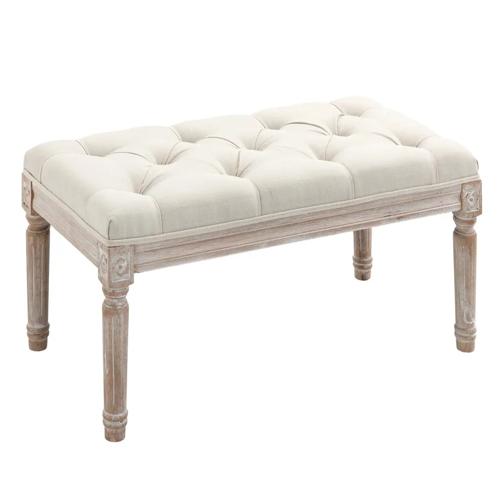 Homcom 32 Vintage Ottoman Tufted Foot Stool Upholstered Seat Rustic Decor aosom business