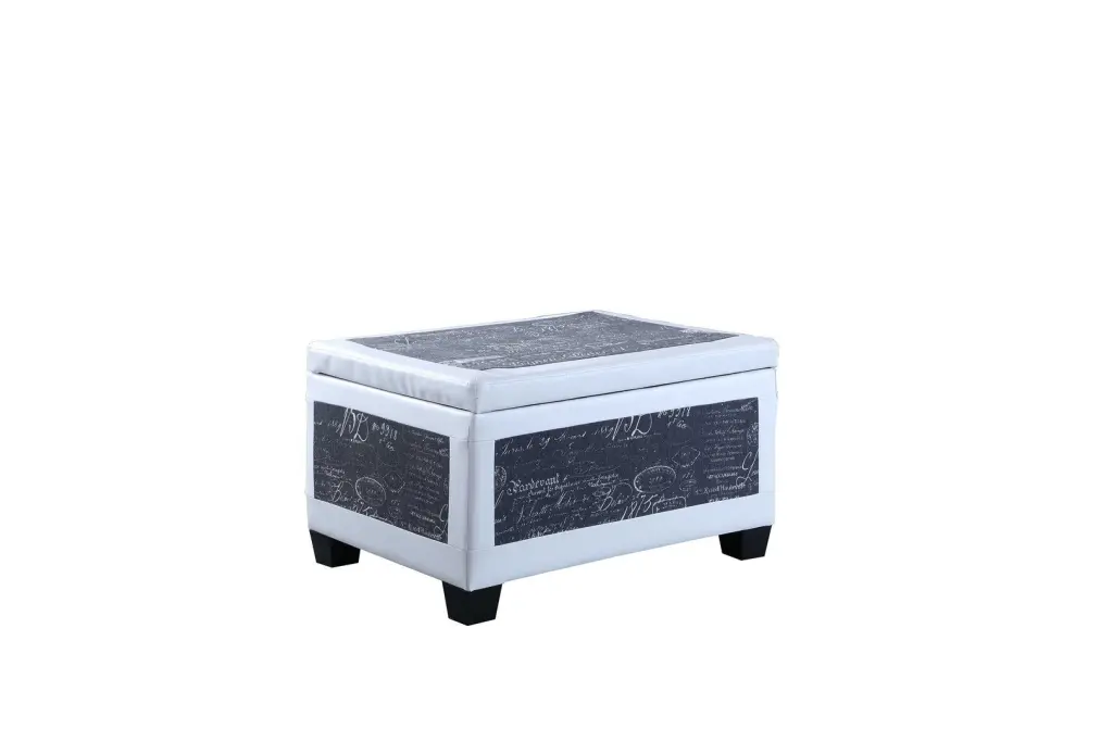 19 Inch Tall Bonded Leather Storage Ottoman 2 Seating Old World Blue california home