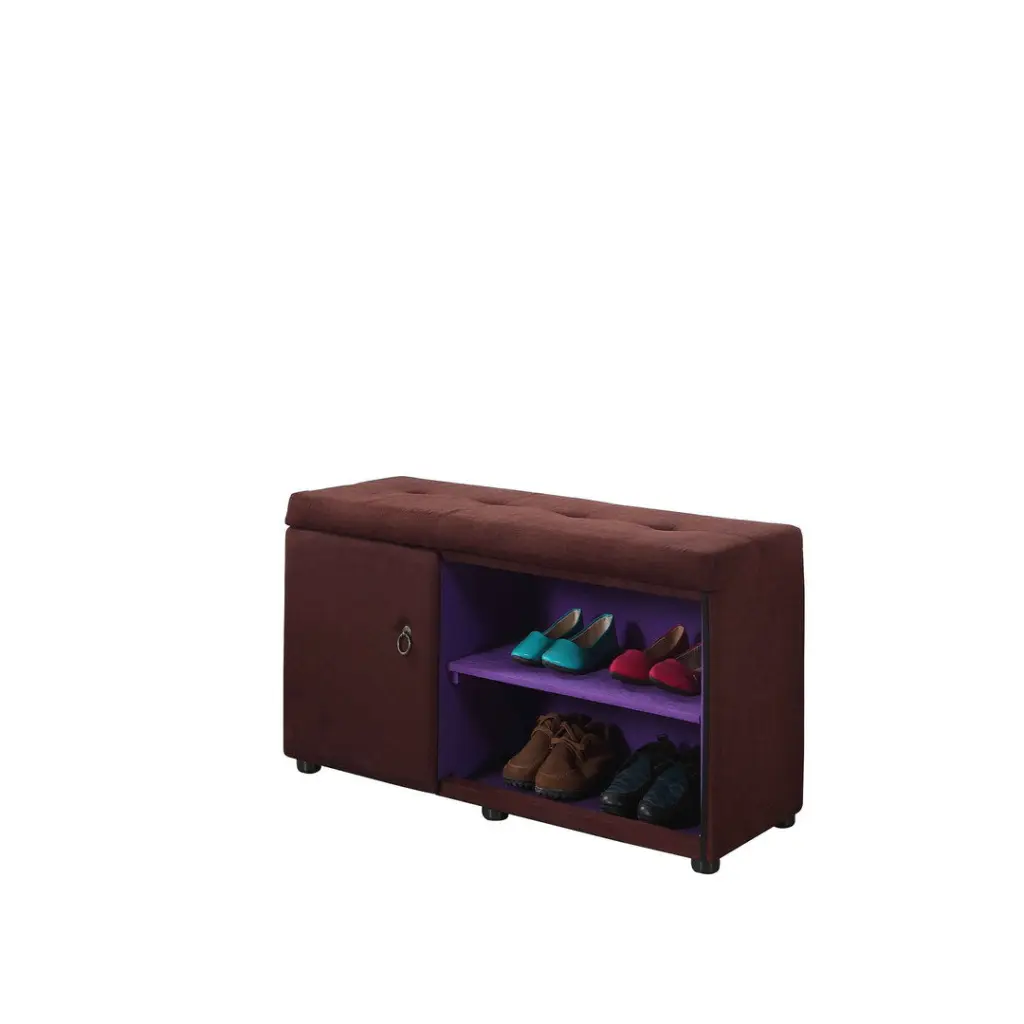18 Inch Tall Brown Wood Storage Ottoman Shoe Compartment california home