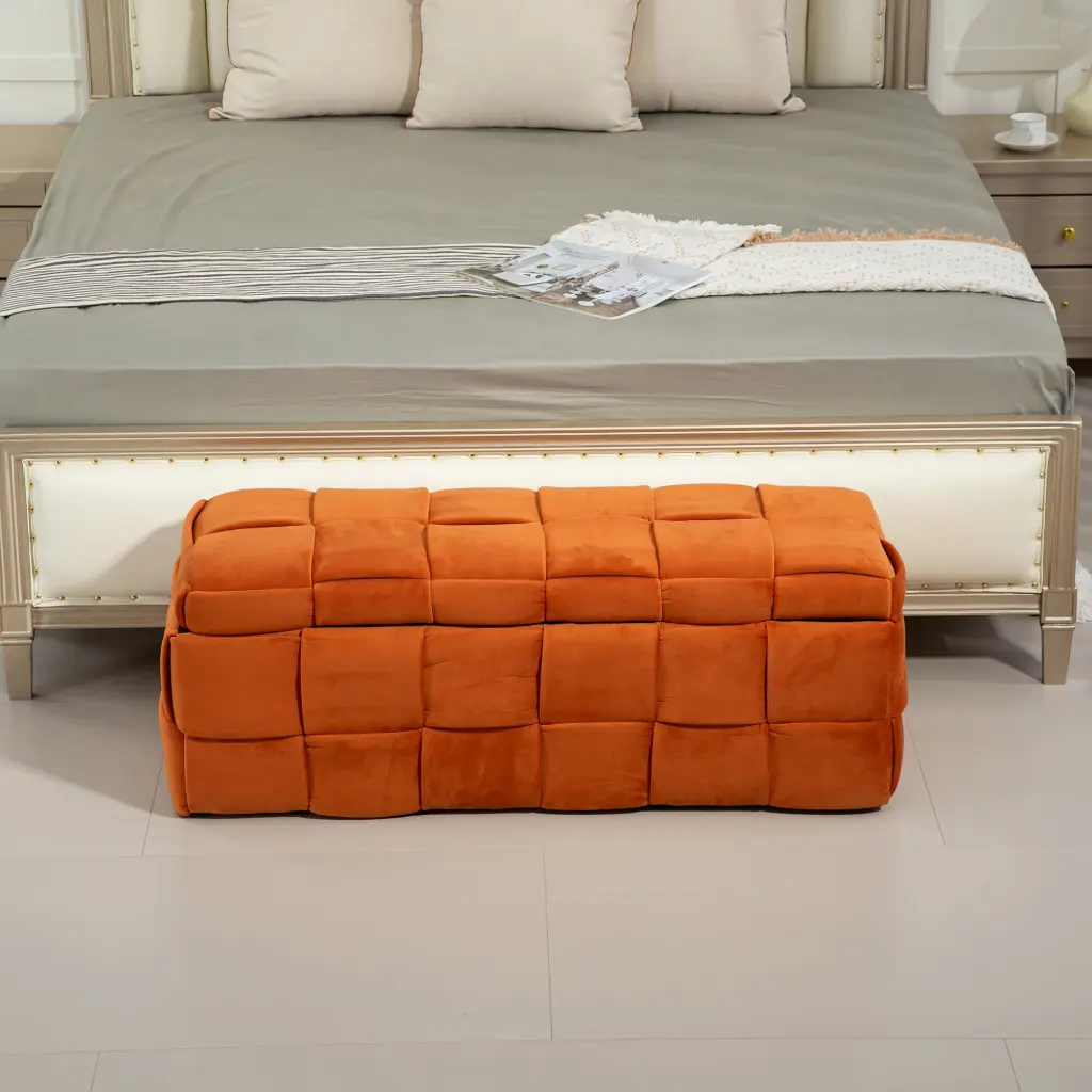 Coolmore Upholstered Fabric Storage Ottoman Bedroom End Bench Storage coolmore w-395