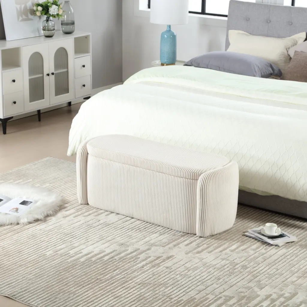 Coolmore Storage Ottoman Upholstered Fabric Bench Bedroom house hold-w1588