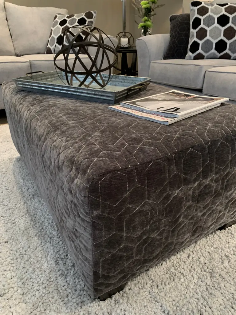 Camero Fabric Cocktail Ottoman Gray Espresso Polyester Wood Primary Living Room Footrest hz