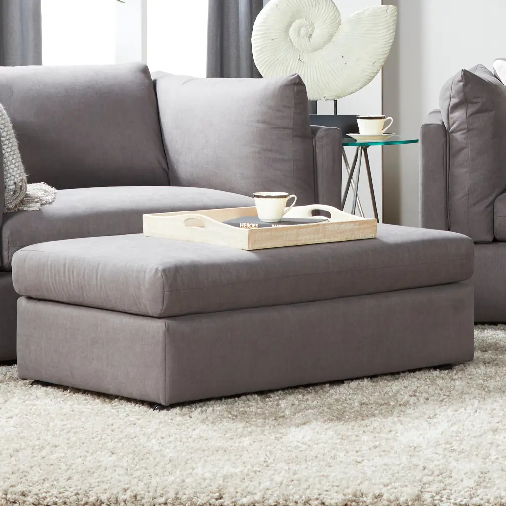 Enda Living Room Fabric Ottoman Carbon Gray Fabric hz