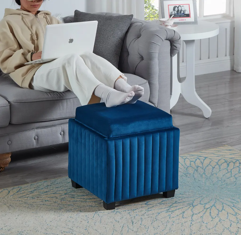 18 Inch Wide Contemporary Square Cube Storage Ottoman Bench Storage modernben furniture