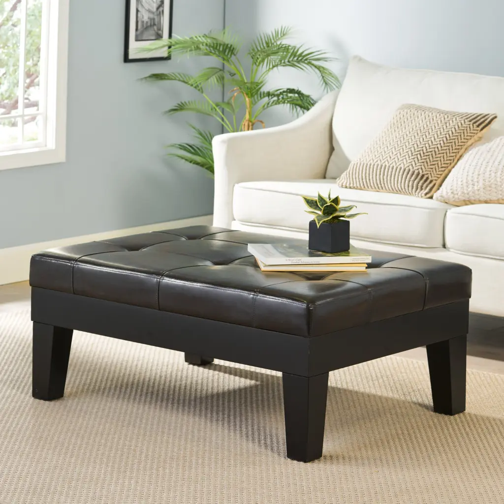Chatham Ottoman Drawer Dark Coffee PU Leather nh-an