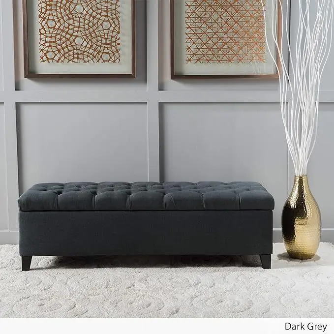 Glouster Storage Ottoman V2 Dark Gray Birch Fabric Living Room Footrest Storage nh-an