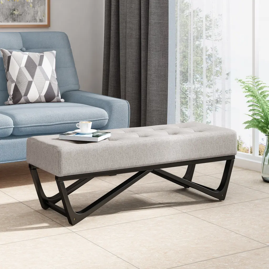 Light Grey Fabric Ottoman Living Room and Bedroom nh-an