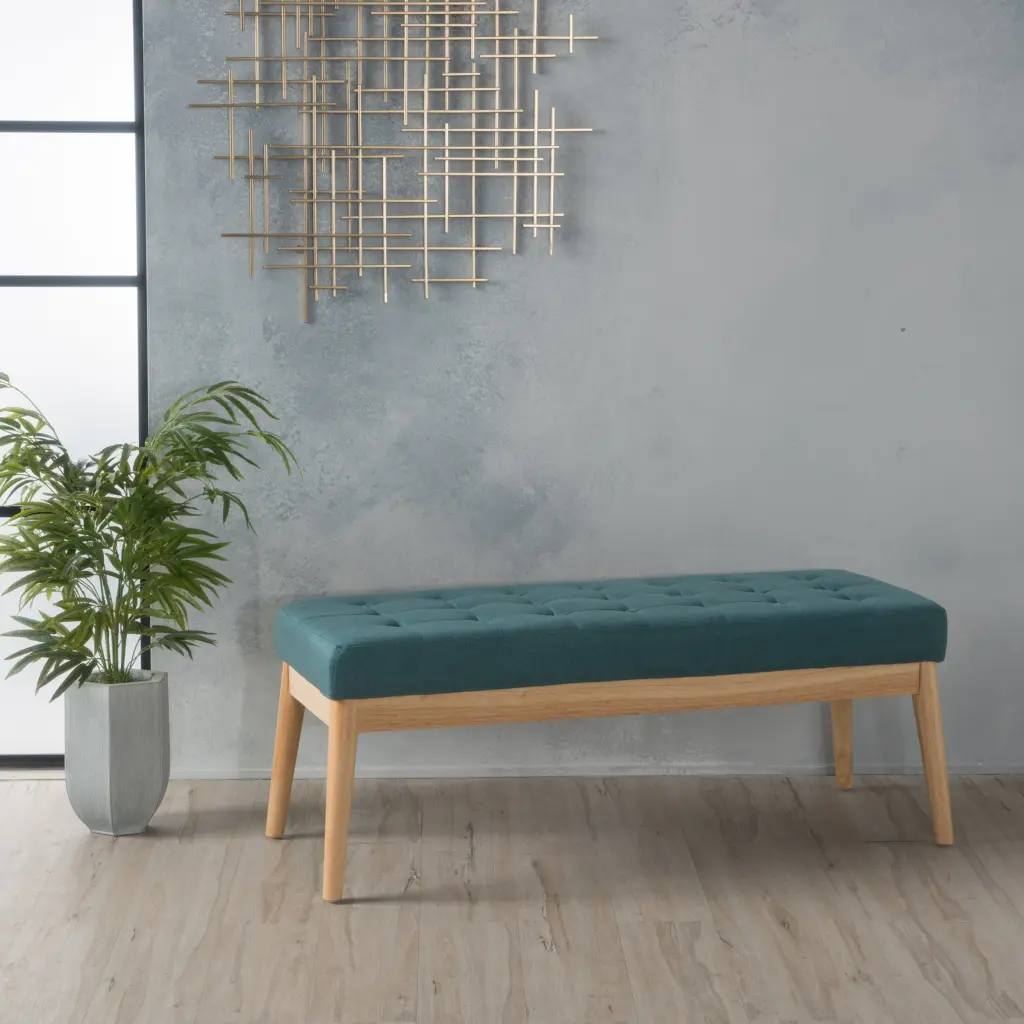 Ottoman Teal Fabric Storage Footrest Living Room Accent Piece nh-an