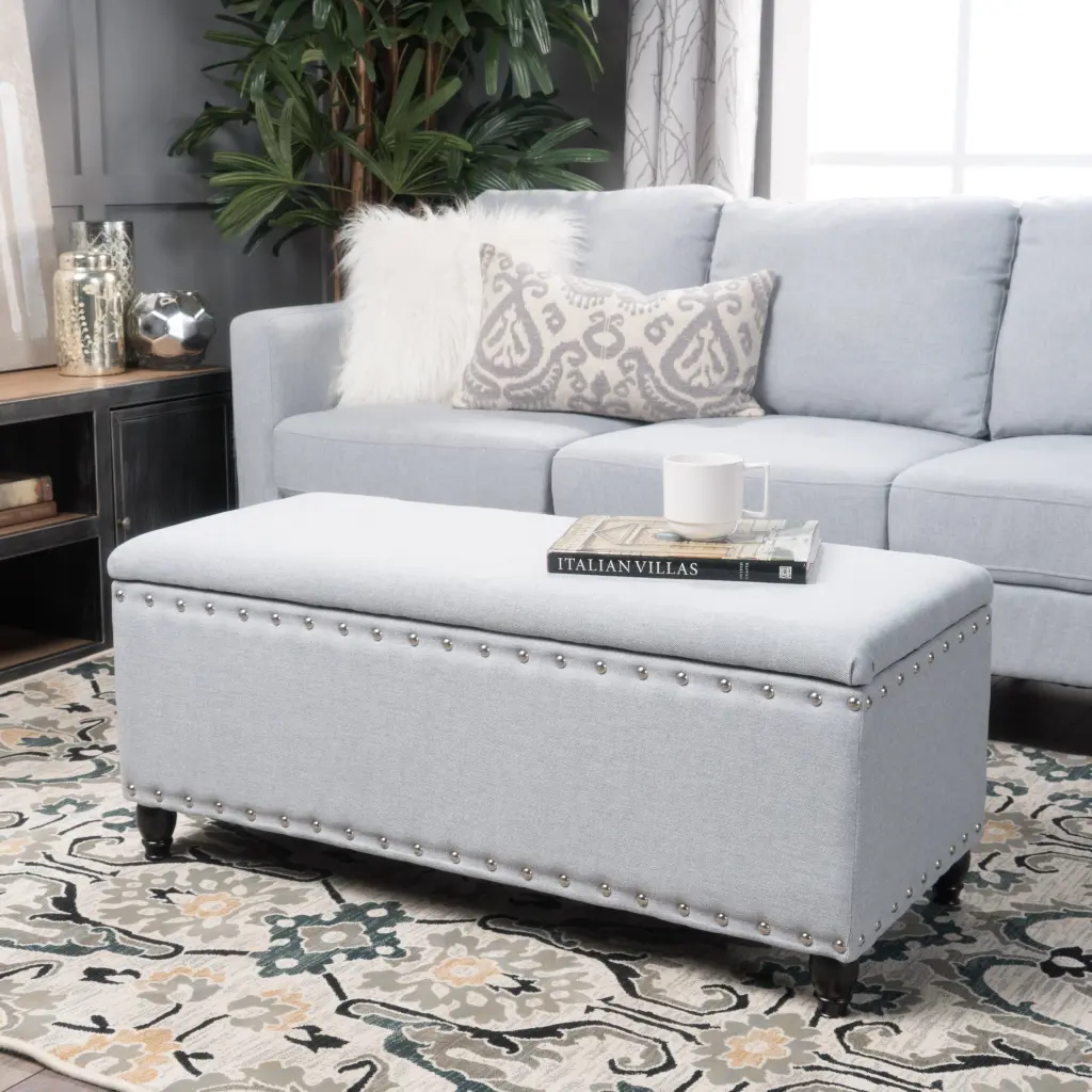Storage Ottoman Light Grey Fabric nh-an