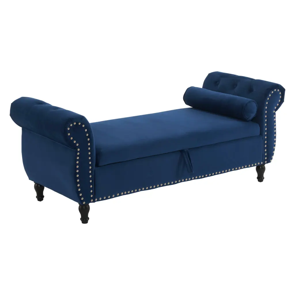 Velvet Multifunctional Storage Rectangular Ottoman Bench 1 Pillow nh-comfortcove