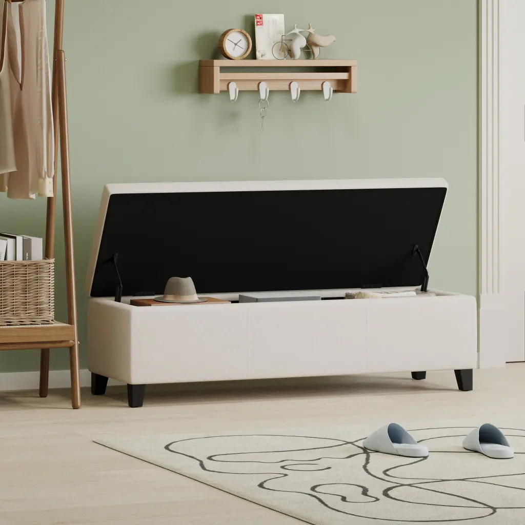 Glouster Storage Ottoman V2 White Fabric nh-perfect home