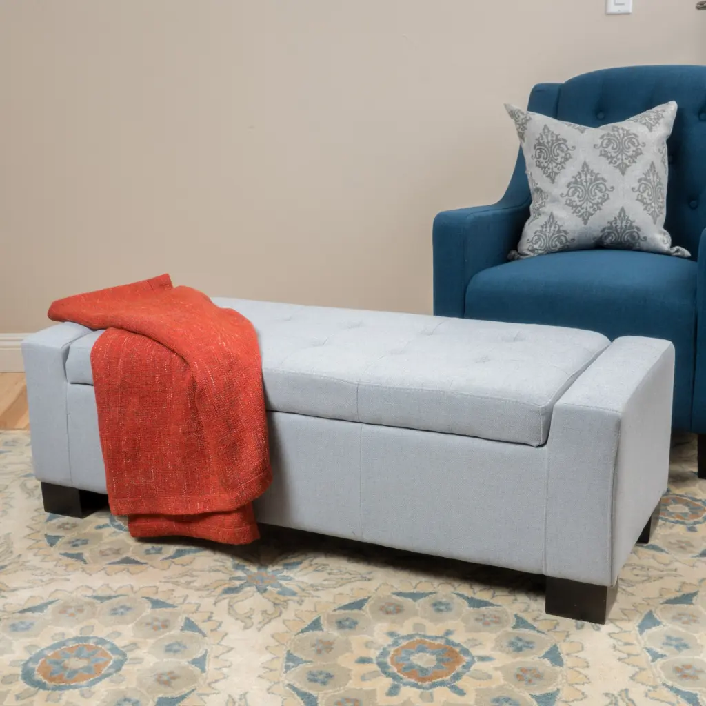 Guernsey Ottoman Light Grey Fabric Living Room Or Bedroom nh-perfect home