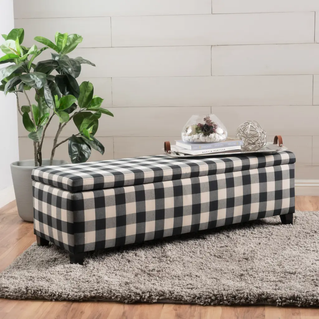 Ottoman Black Fabric Living Room Or Bedroom Footrest nh-purenest
