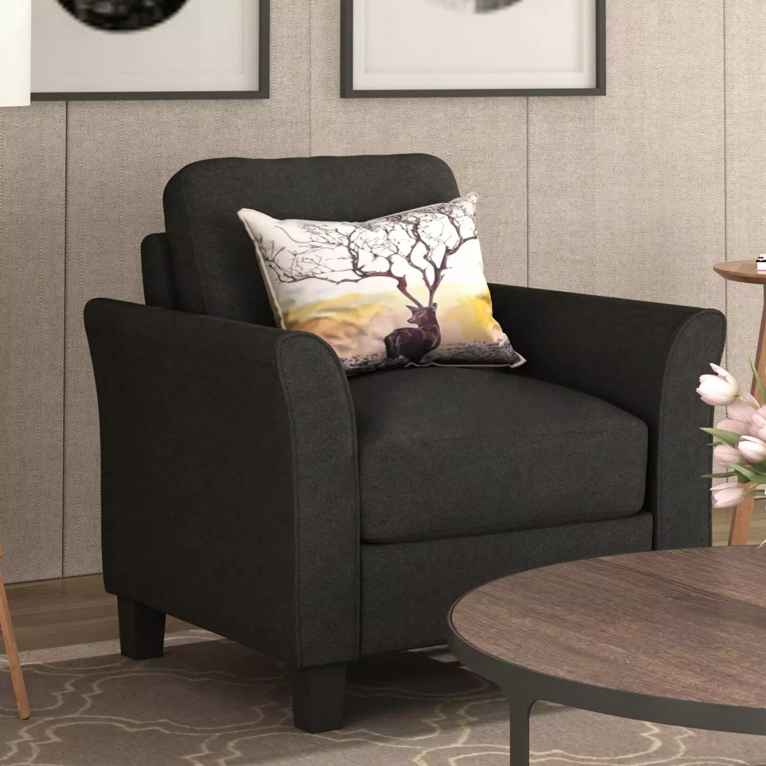 DeeHome Single Movable Ottoman Modular Sectional Sofa Couch - Light Grey OMCCHK