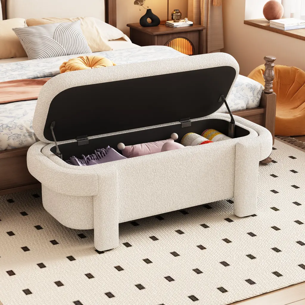 Modern Storage Ottoman Bench Large Storage Space Living Room rnb