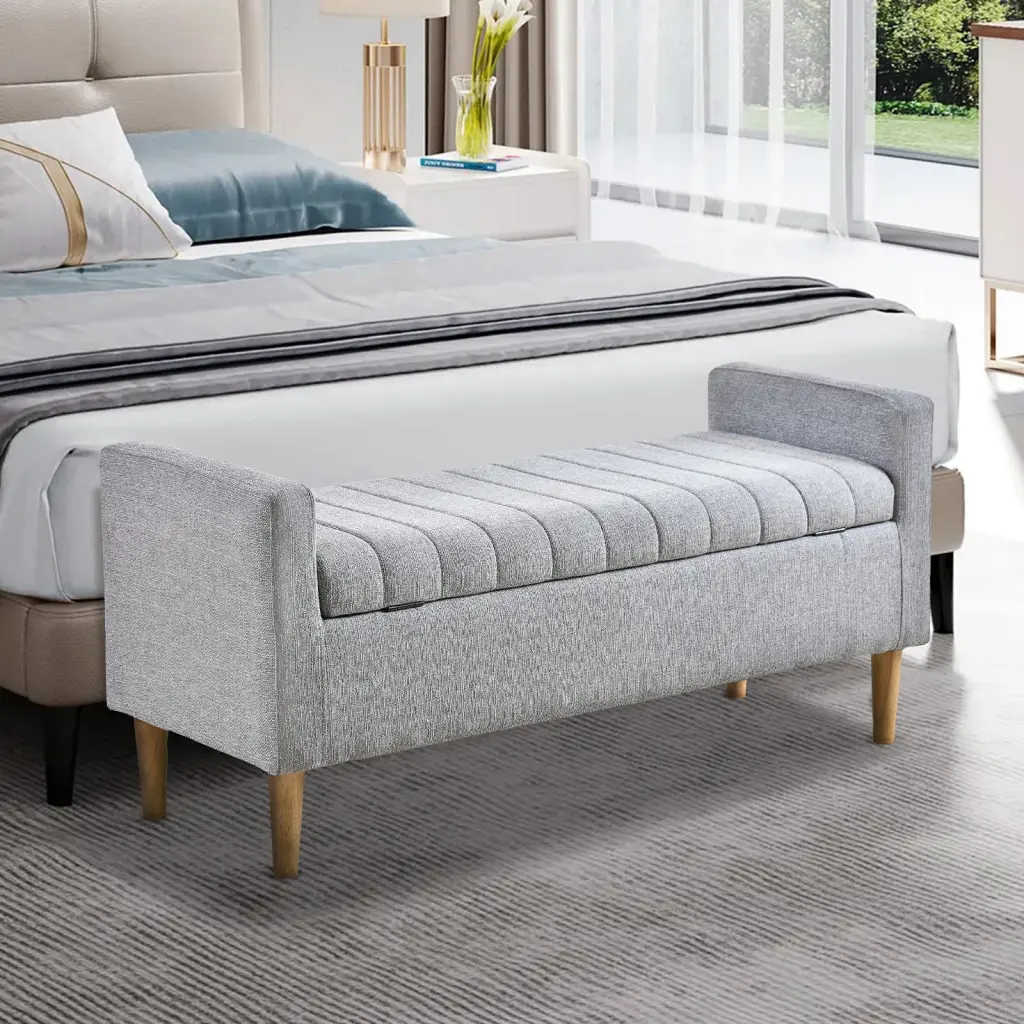 48 Inch Storage Ottoman Bench Entryway Bedroom Hidden Storage samhao