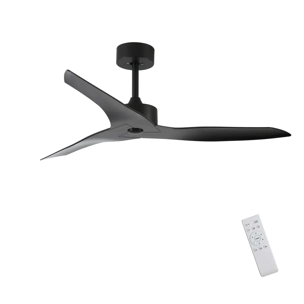52 Inch Outdoor Black Ceiling Fan Without Light Remote Control 3 ABS Blades hc ceiling fan with light