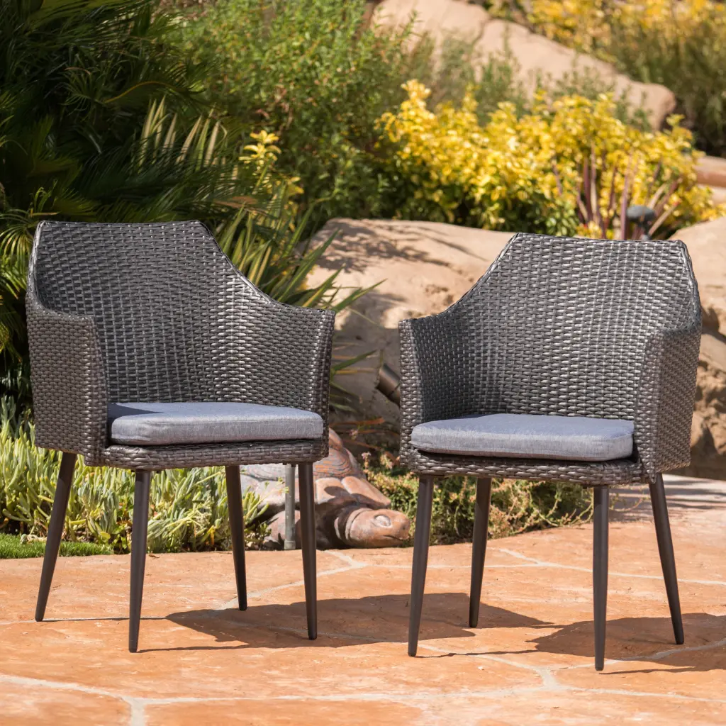 Kennethchair Grey PE Rattan Iron Waterproof Fabric Outdoor Chair nh-kisa