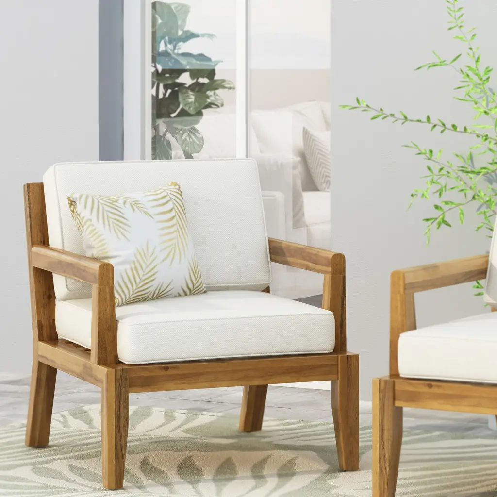 Outdoor Club Chairs Cushions 29 H X 26.5 W X 29 D Acacia Wood nh-onfind