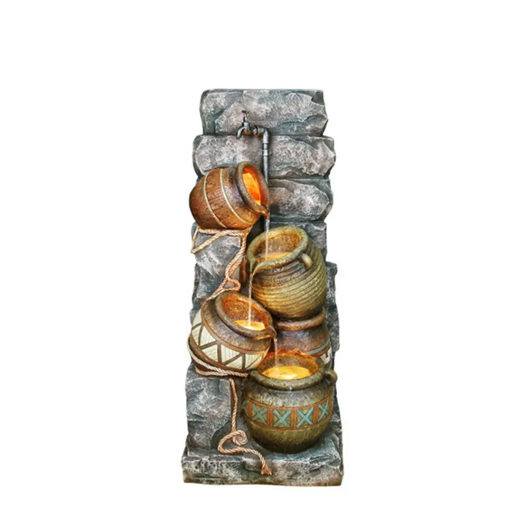 43' Tall Polyresin Indoor Outdoor Fountain LED Light Potter Pitcher california home