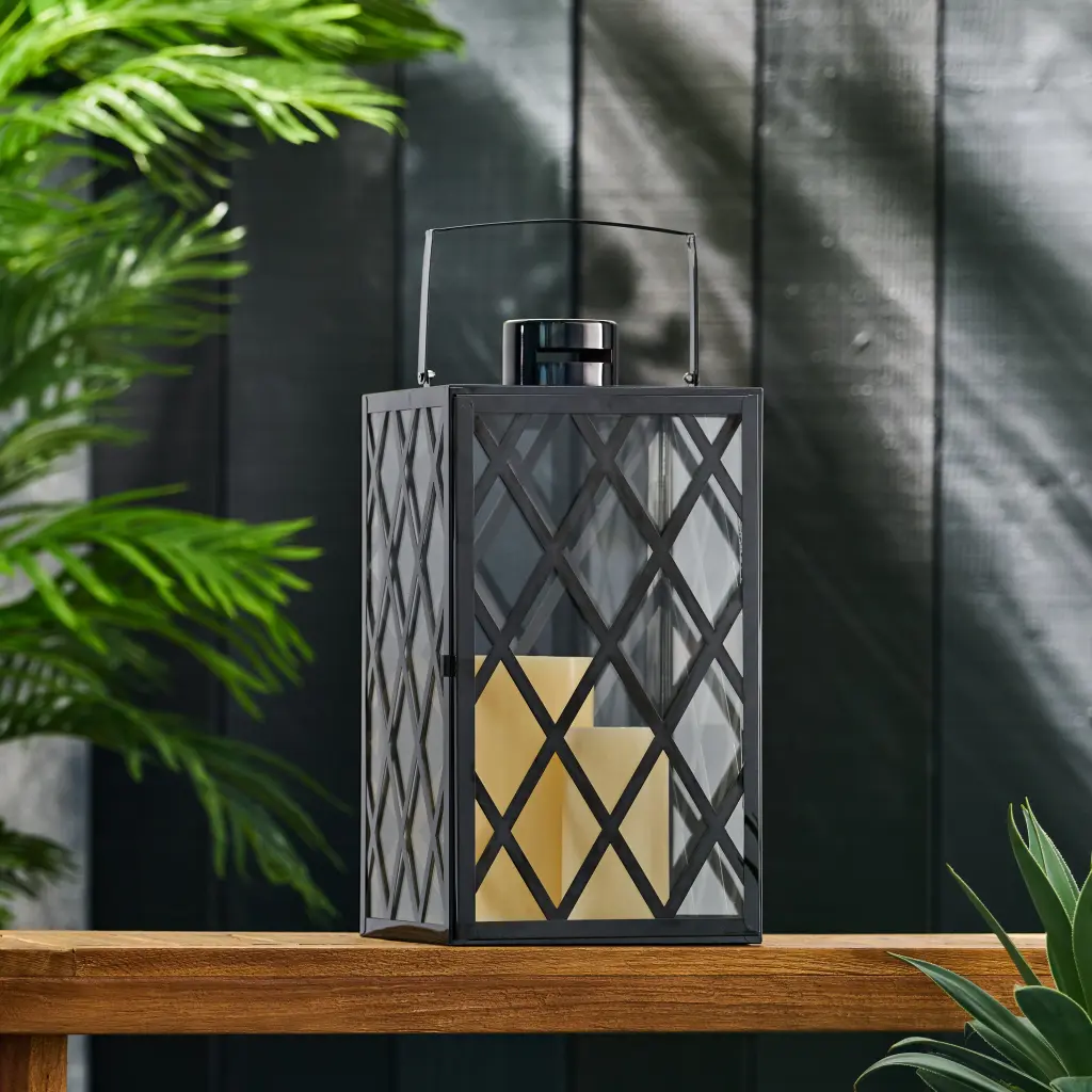 Anton 18 Inch Stainless Steel Lantern Black Outdoor Lighting nh-cozy home