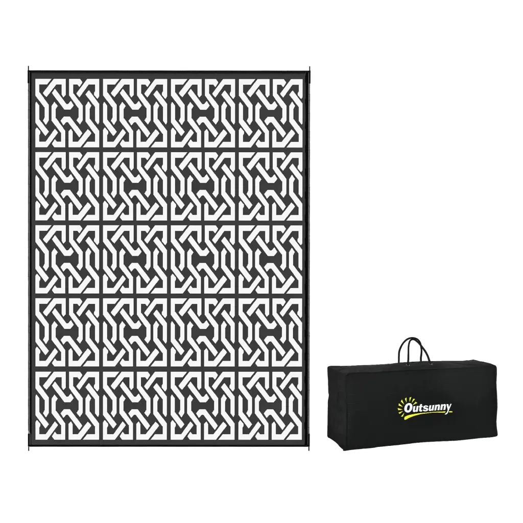 Outsunny Reversible 9x12 Feet Waterproof Outdoor Rug Plastic Straw Floor Mat aosom business