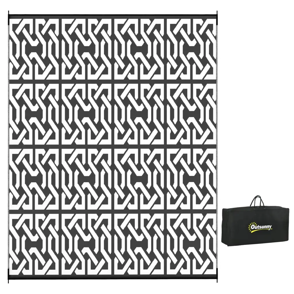 Outsunny Reversible Outdoor Rug 8x10 Feet Waterproof Plastic Straw Floor Mat aosom business