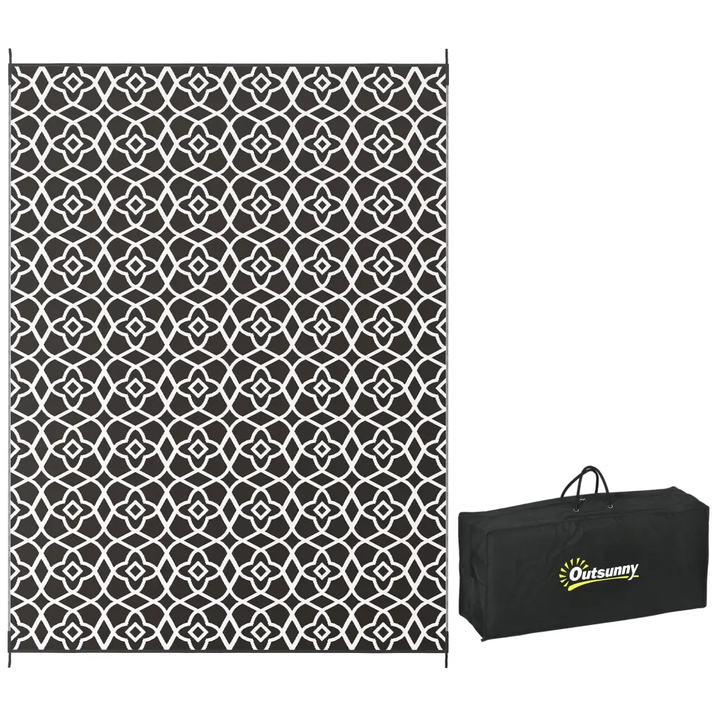 Outsunny Reversible 9' X 12' Waterproof Plastic Straw Outdoor Rug Patio Deck aosom business