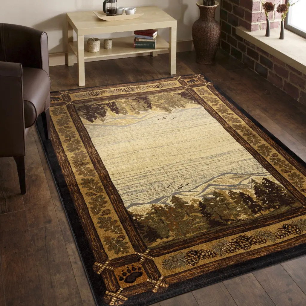 Nature's Nest Lodge Area Rug 5ft 3in x 7ft 3in Multi Outdoor Indoor Rug icona home decor