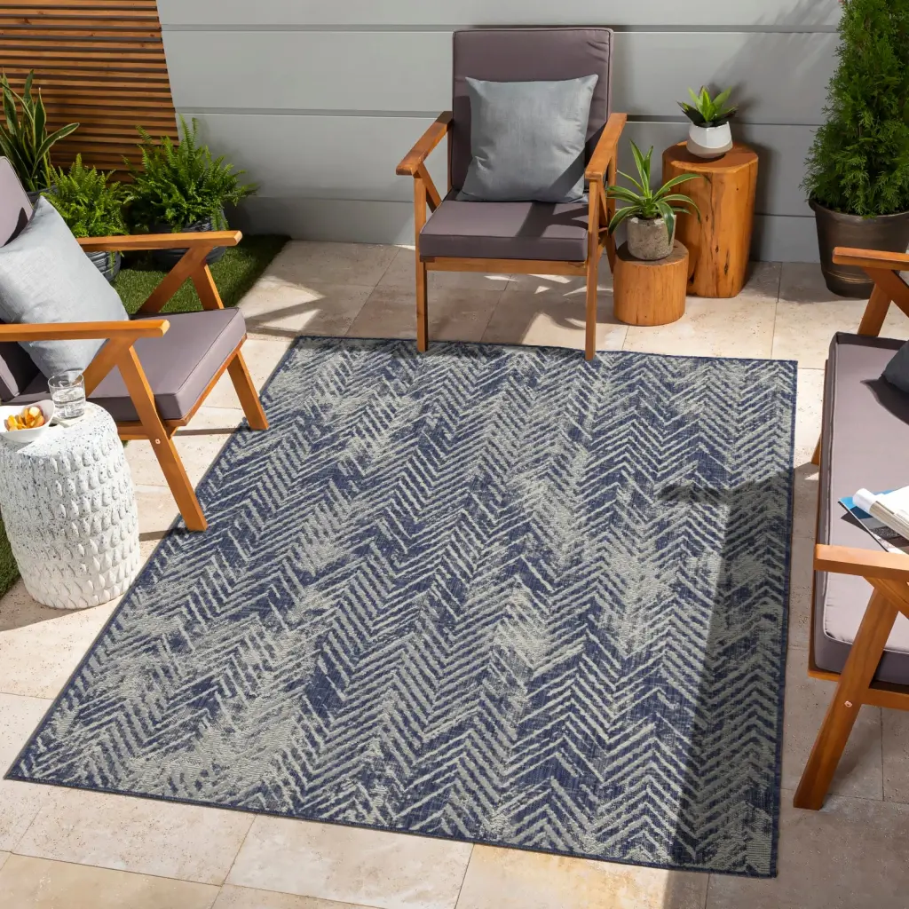Sunshine Blue 7x10 Ft Indoor Outdoor Area Rug icona home decor