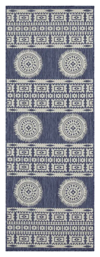 Sunshine GC Har2022 Blue 2 Ft. 7 . x 7 Ft. 3 . Indoor Outdoor Area Rug Patio or Deck icona home decor