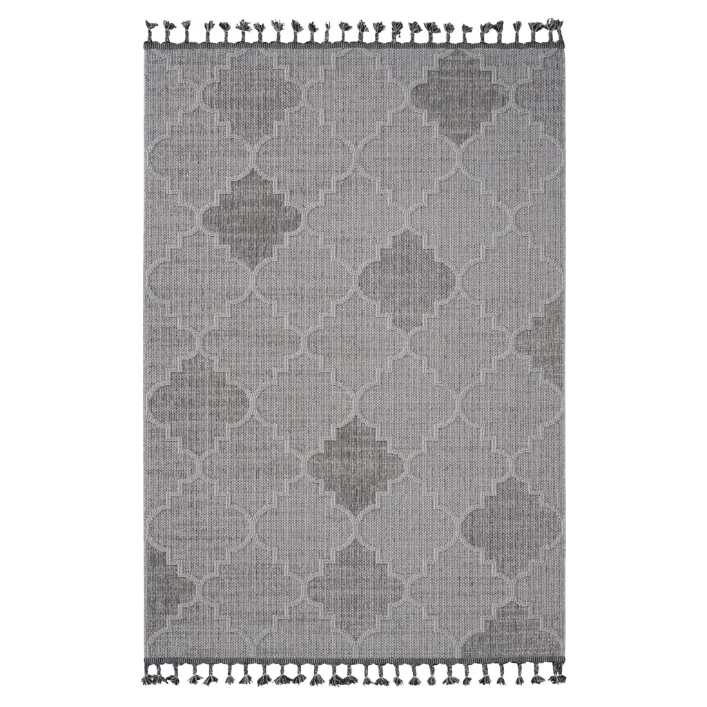 6x9 White Grey Trellis Indoor Outdoor Area Rug Polypropylene Durable naar rug
