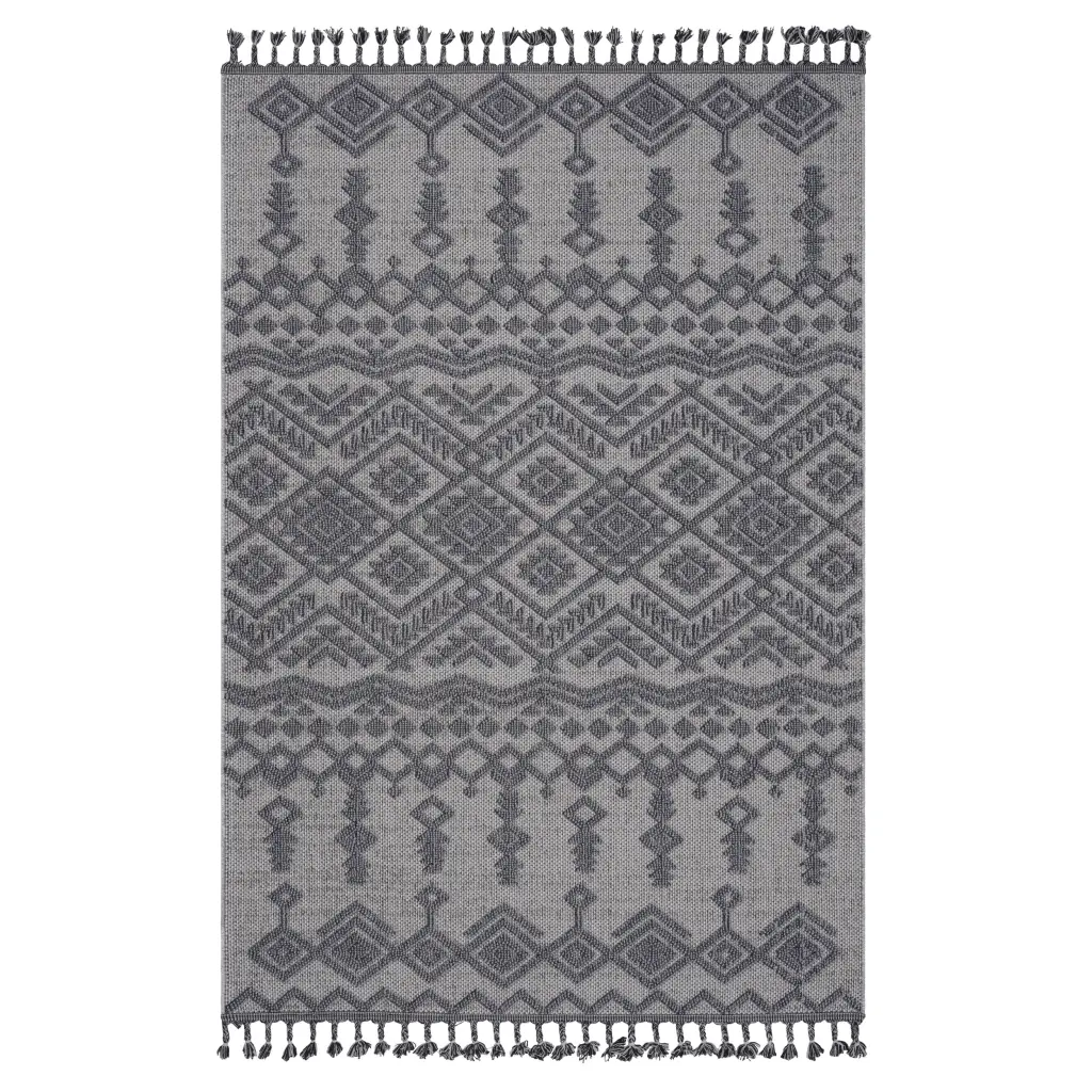8X10 White Gray Traditional Indoor Outdoor Area Rug Polypropylene Durable naar rug